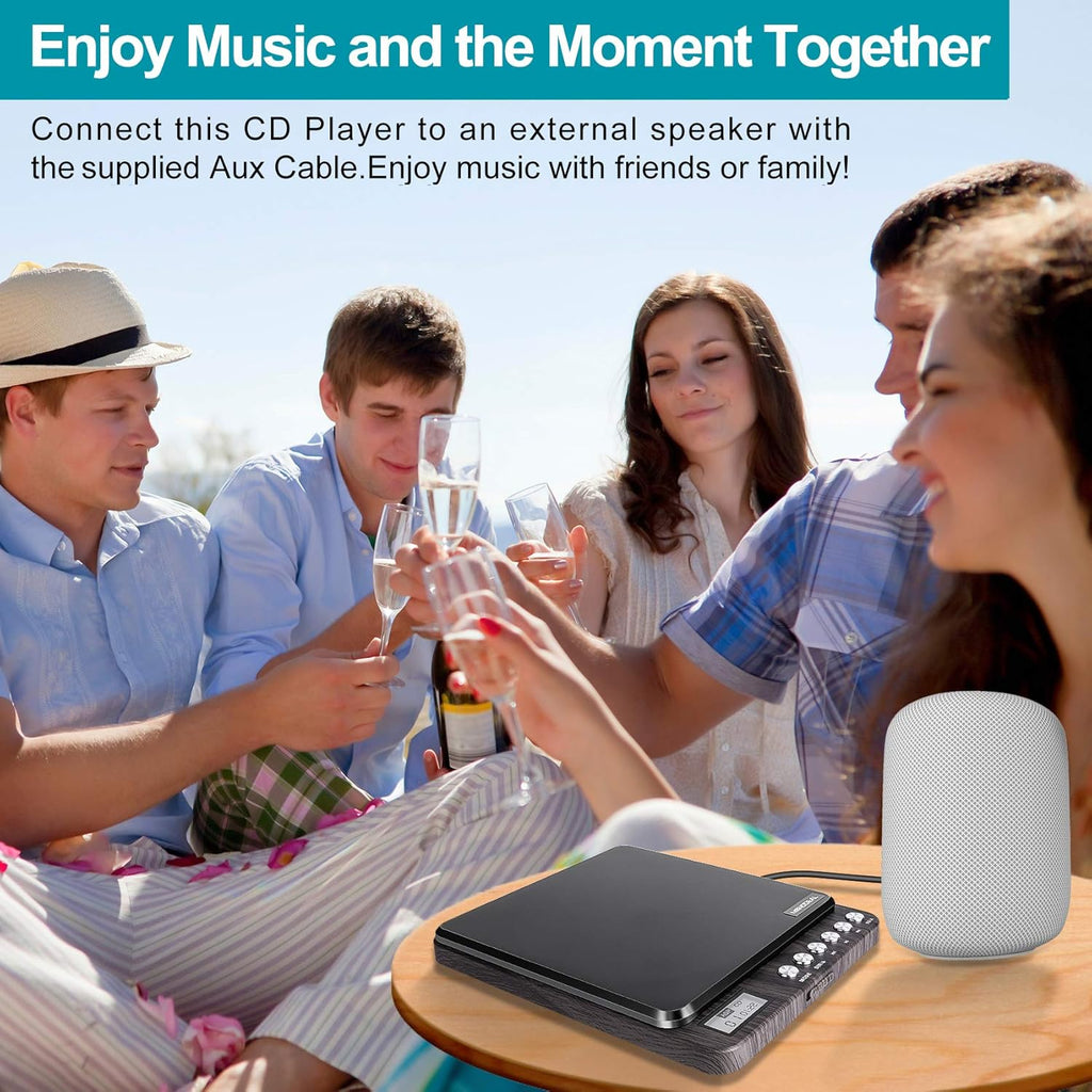 Portable Rechargeable CD Player with Dual Headphones Jack, Dark Brown, Pack of 2 X84315