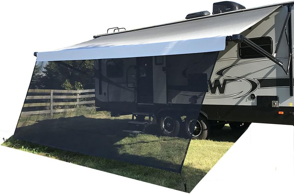 RV Awning Shade Screen 7'X13'3'' Blue Sunshade Camping Trailer UV Sun Blocker Complete Kits L719