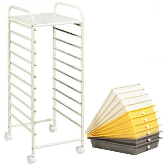 10 Drawer Yellow Rolling Storage Cart Organizer W404