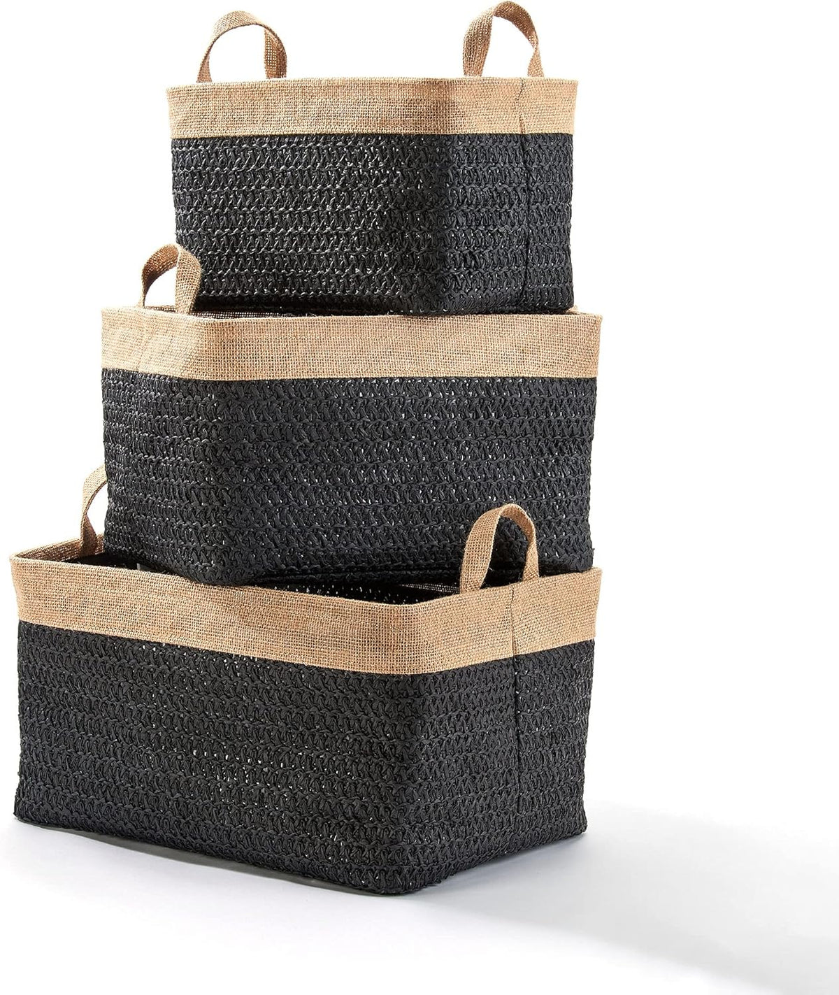 3pc Set Extra Large Woven Jute Basket Set Q26690