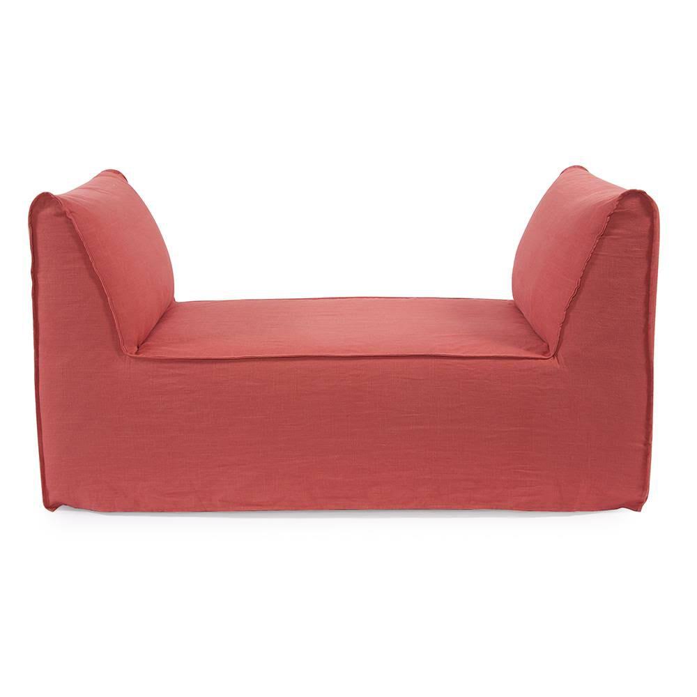 Linen Slub Poppy Bench Cover J279