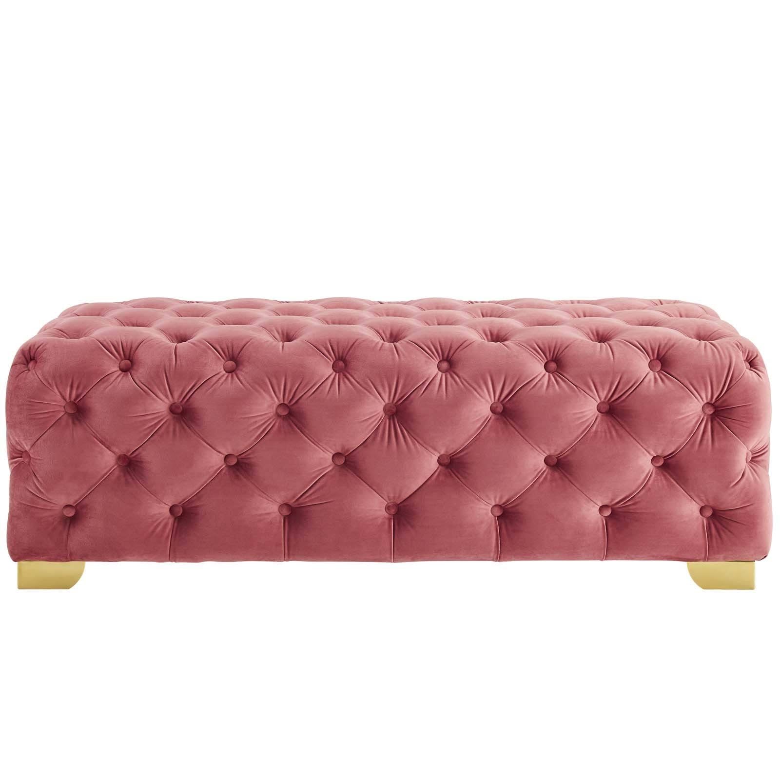 Gray Button Tufted Velvet Bench R6002
