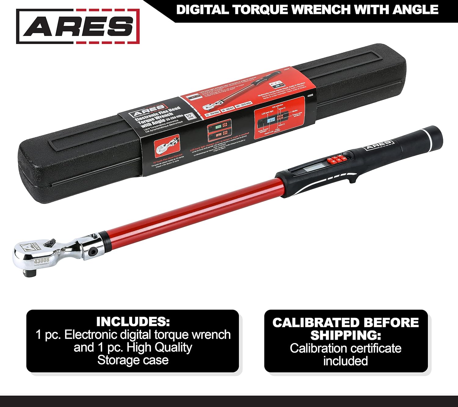 1/2-Inch Drive Flex Head Electronic Digital Torque and Torque Angle Wrench, 25-250 ft/lbs S4626