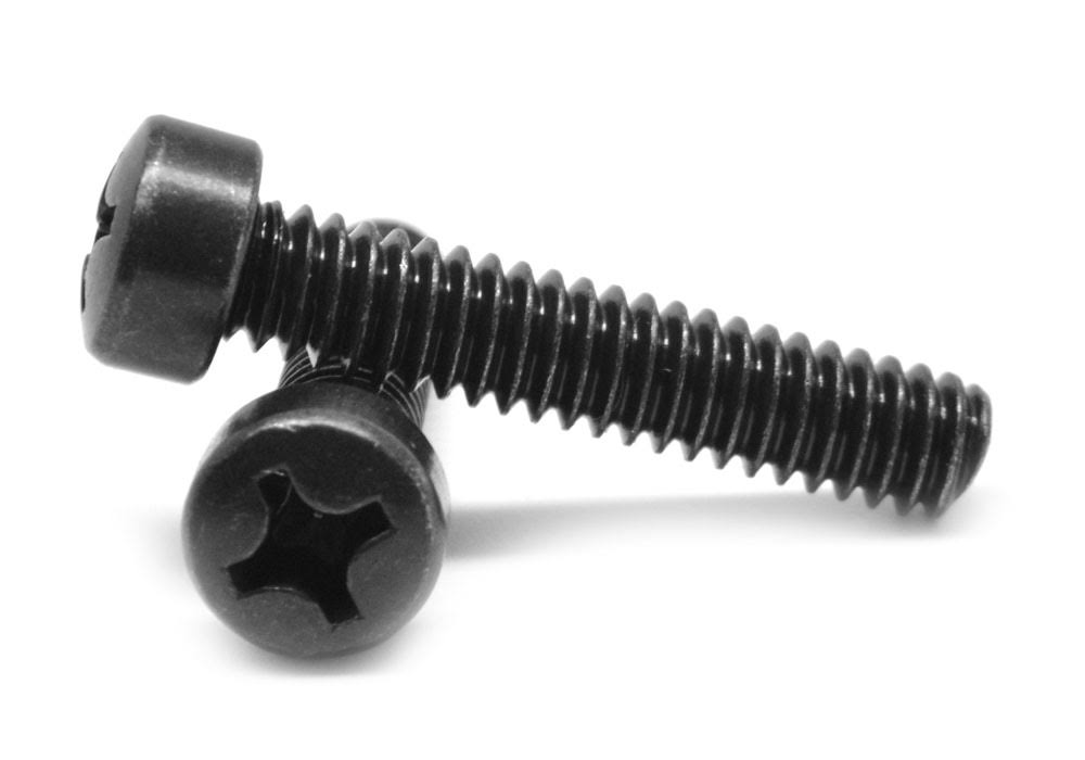 #6-32 x 1/2 Coarse Thread Machine Screw Phillips Fillister Head Low Carbon Steel Black Oxide I68627