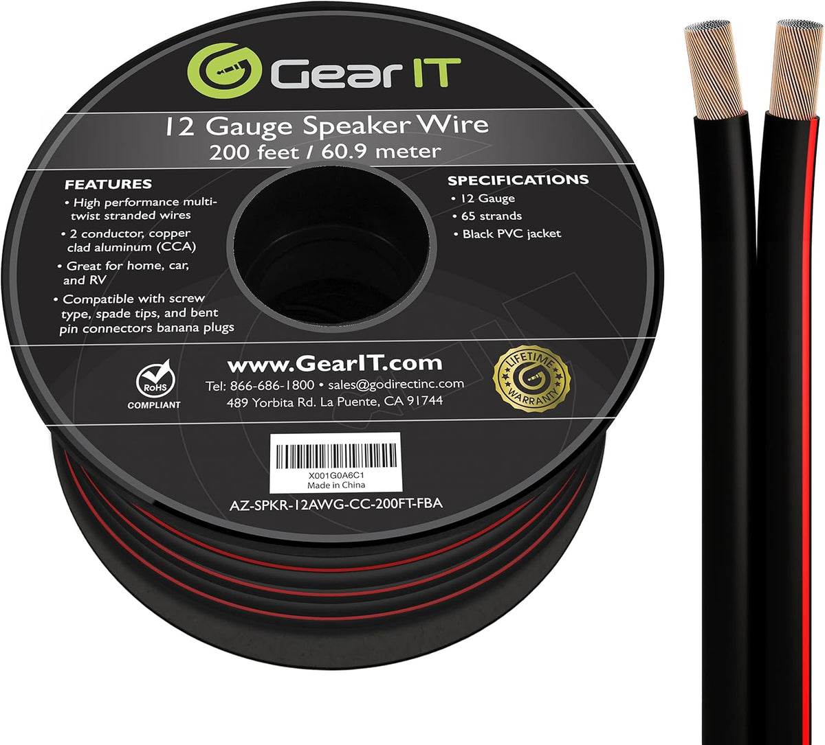 12 AWG Speaker Wire Cable 100 Feet White Pack of 2 I330