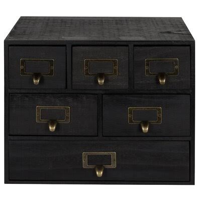 Black 6 Drawer Wood Desk Organizer B75033