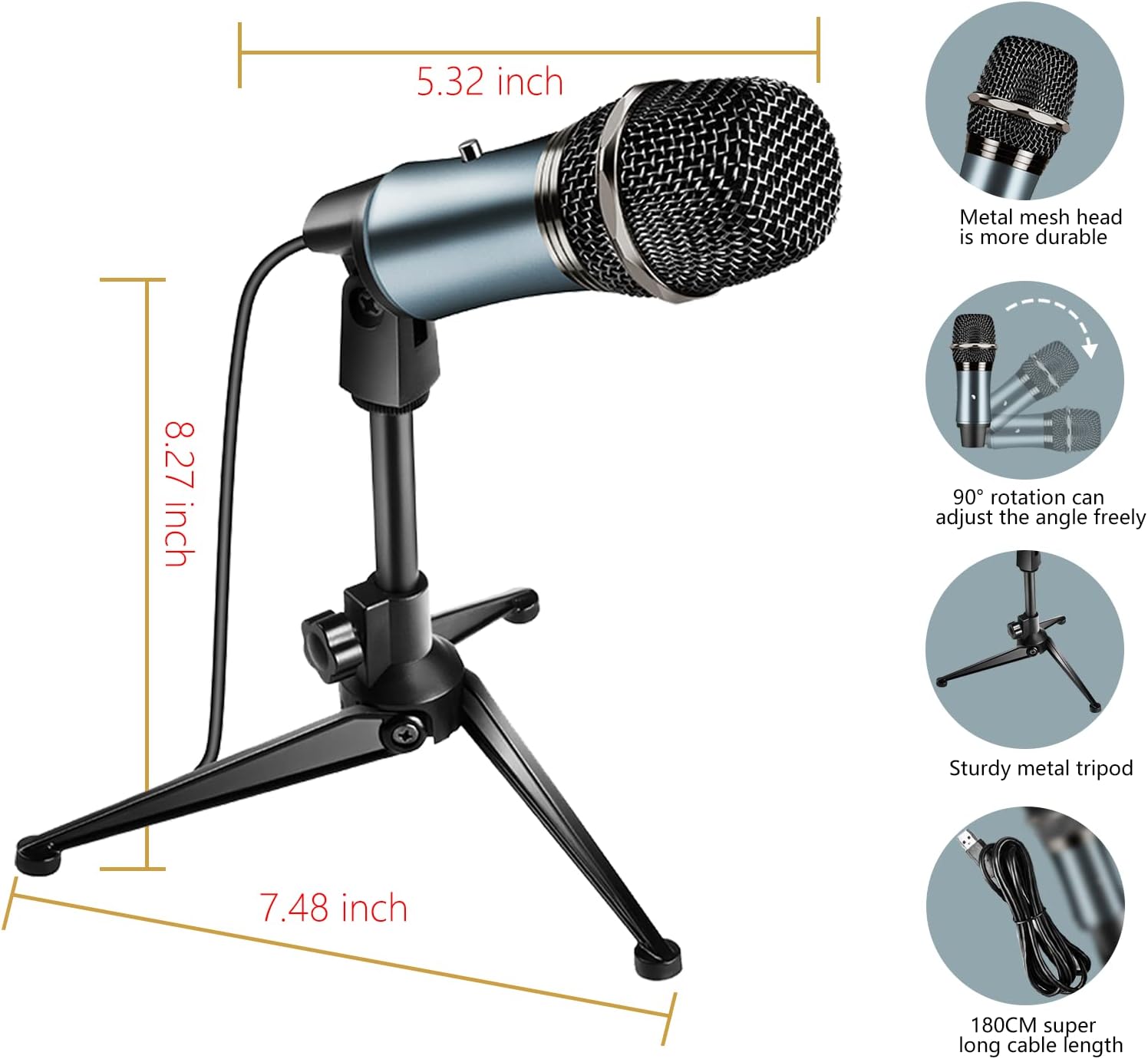USB Condenser Microphone and Digital Mixer, Cardioid, Pack of 2 L771