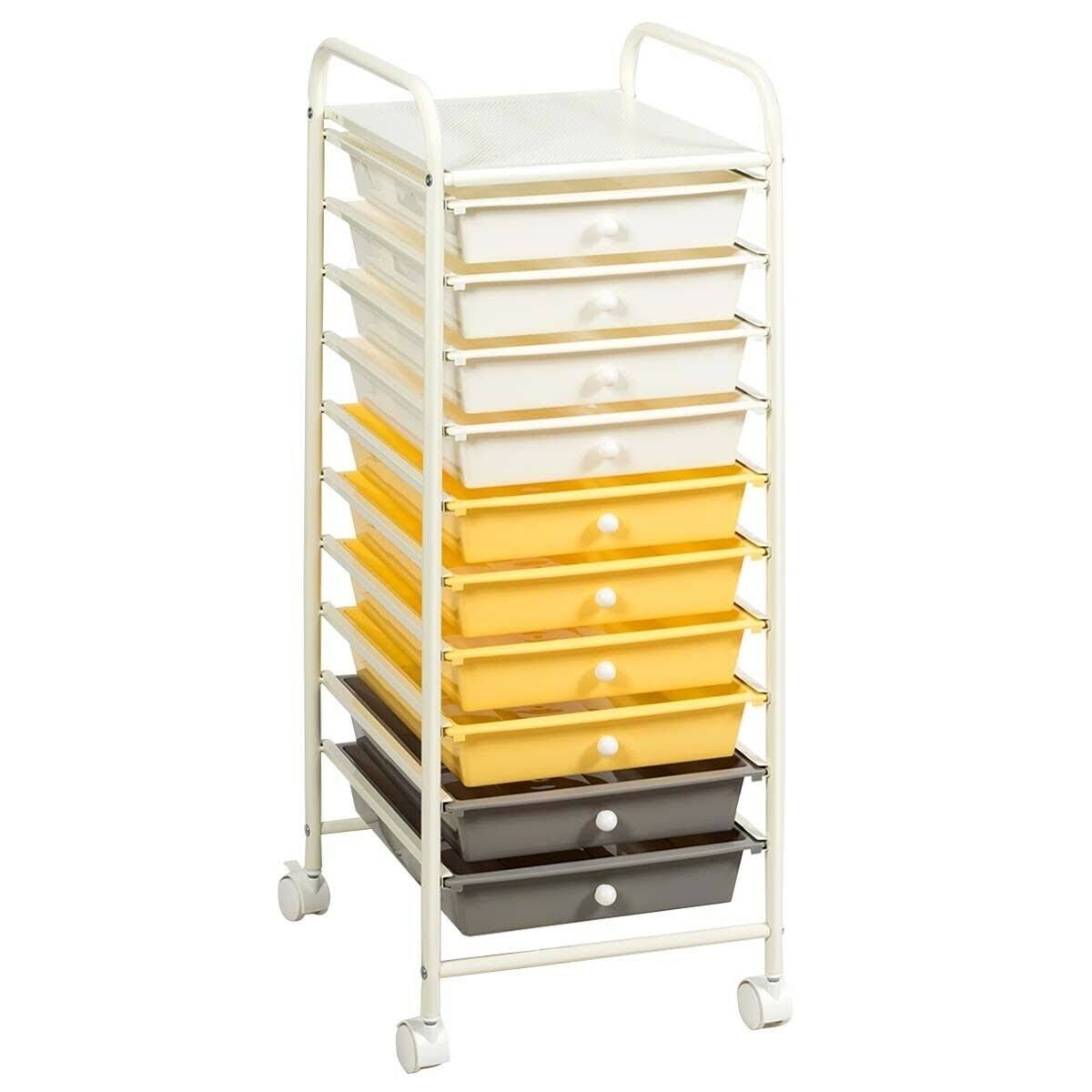 10 Drawer Yellow Rolling Storage Cart Organizer W404