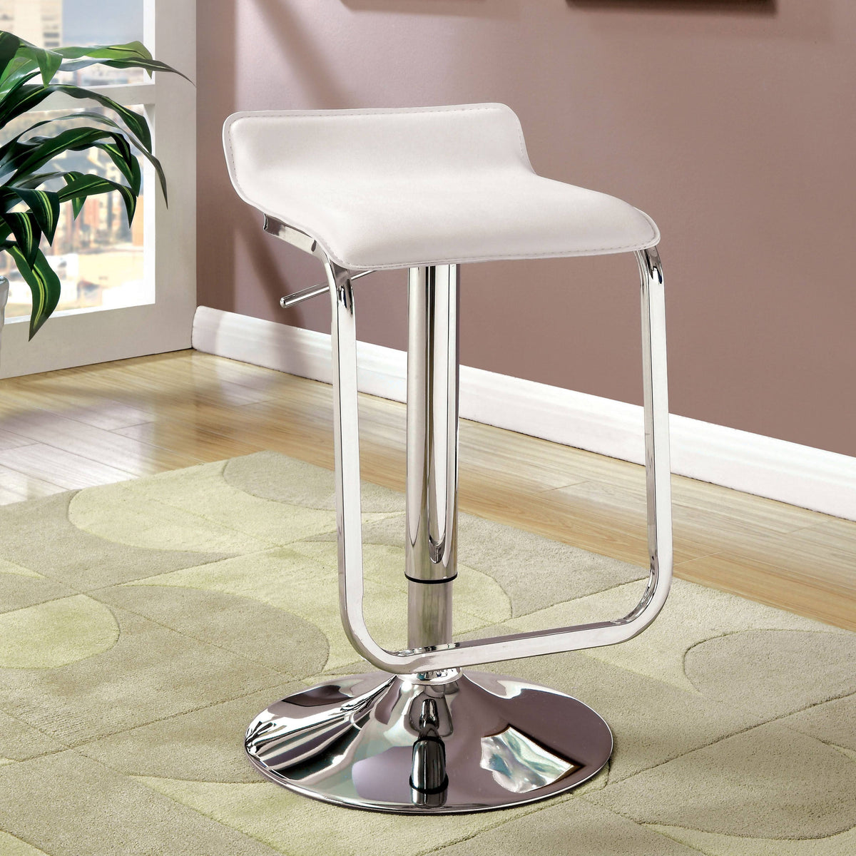 White Adjustable Waterfall Bar Stool B10097
