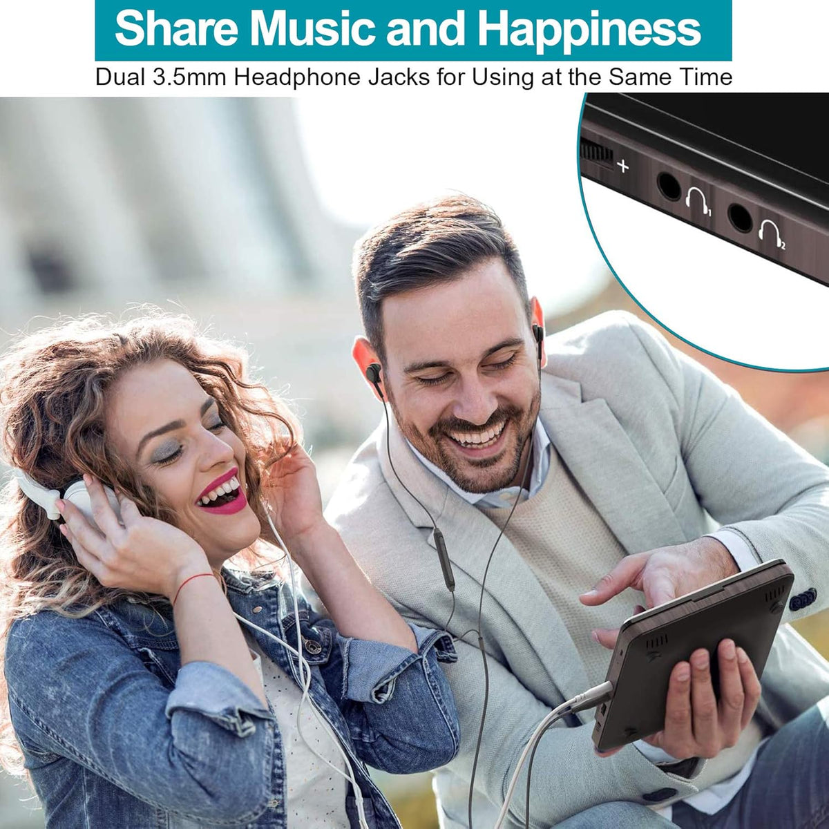 Portable Rechargeable CD Player with Dual Headphones Jack, Dark Brown, Pack of 2 X84315