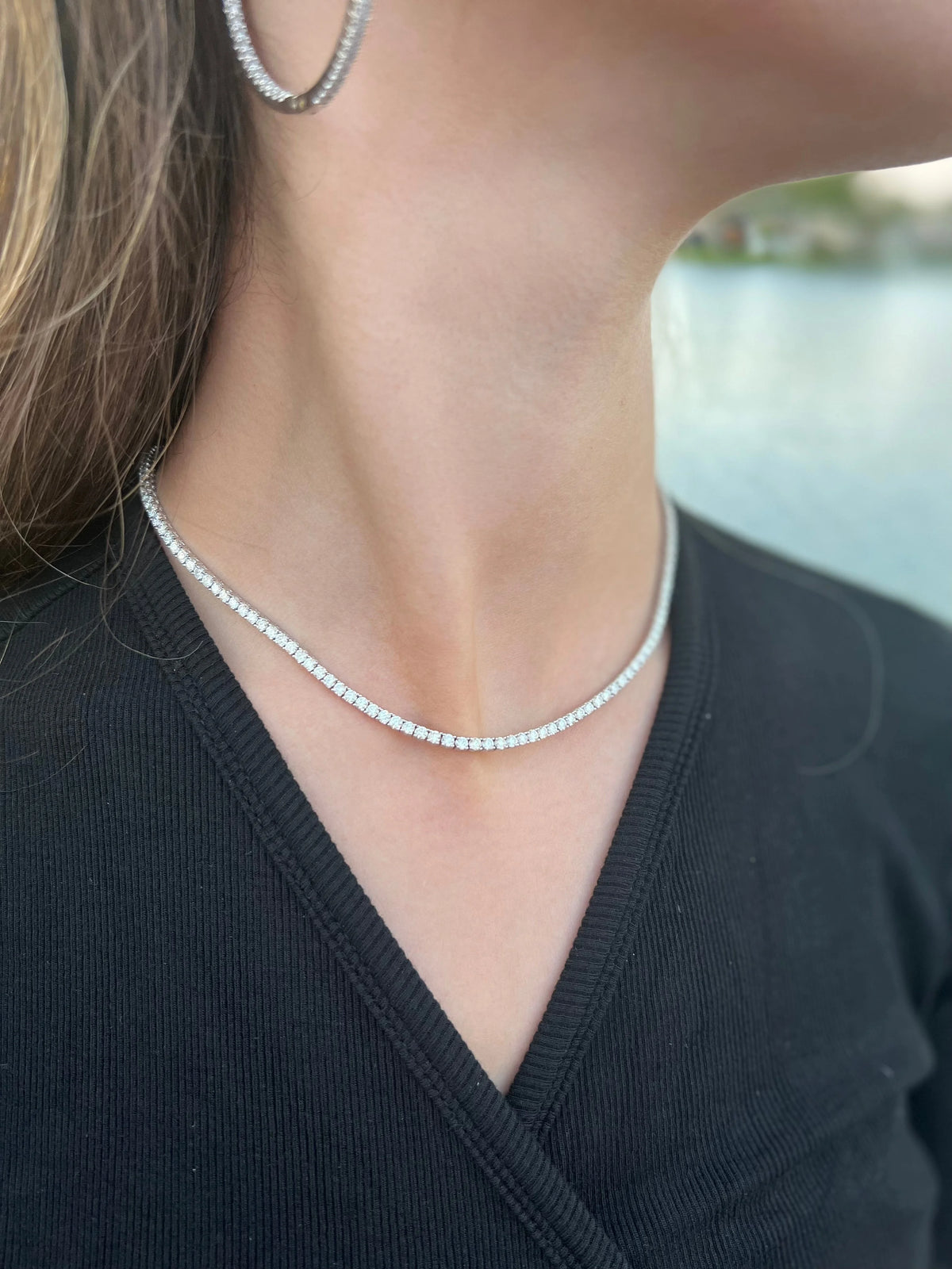 10 Carat Adjustable Round Diamond Tennis Necklace I328524