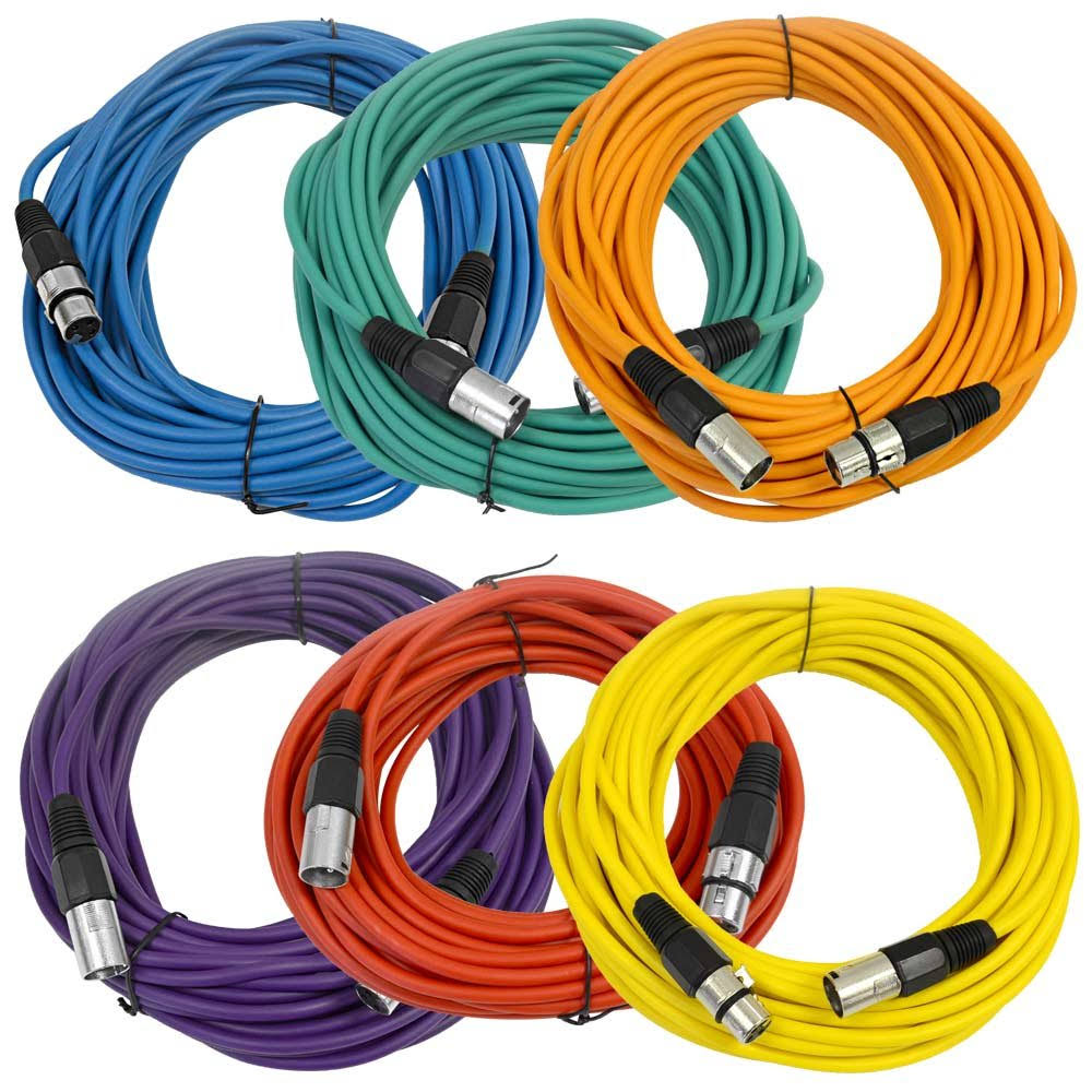 6 Pack 50 ft XLR Microphone Cables Y9188