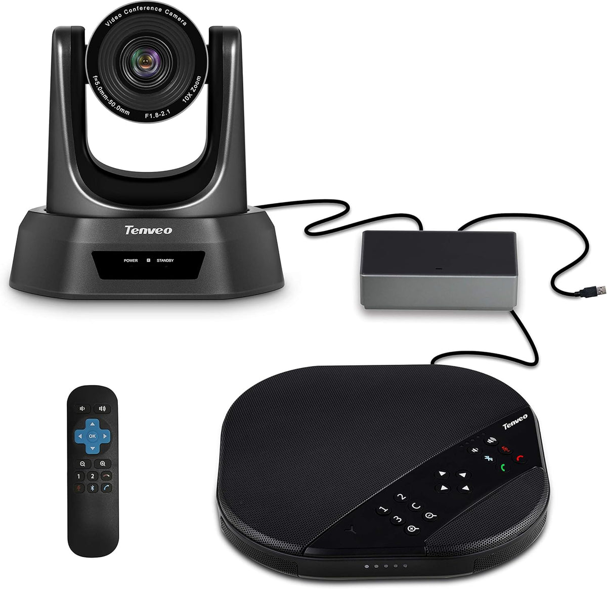 10X Optical Zoom USB PTZ Conference Room Camera with Expansion Mics H386