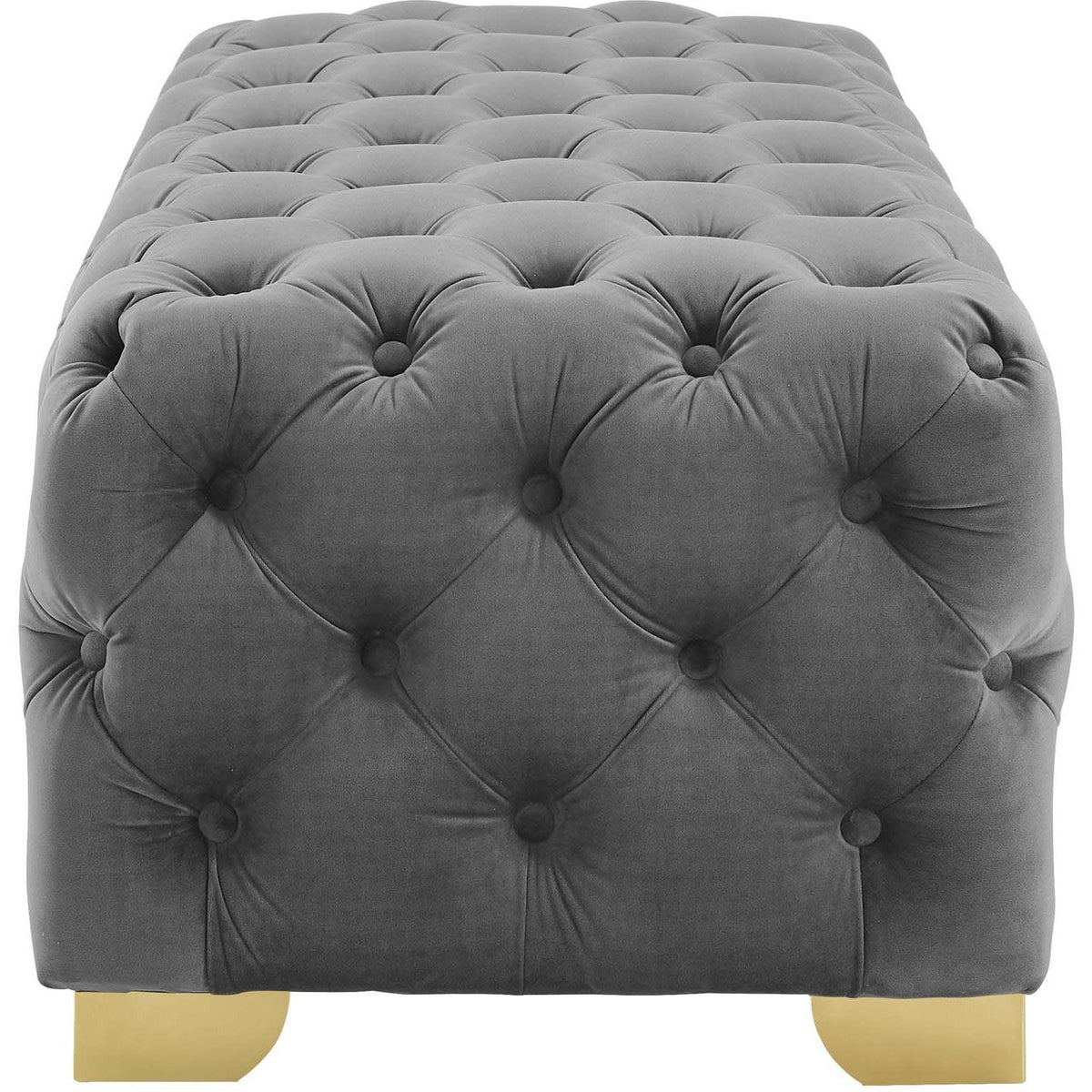 Gray Button Tufted Velvet Bench R6002