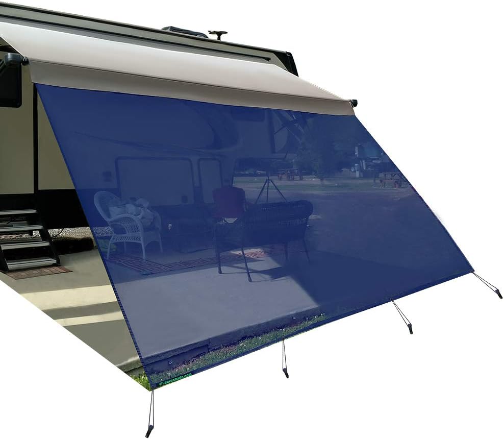 RV Awning Shade Screen 7'X13'3'' Blue Sunshade Camping Trailer UV Sun Blocker Complete Kits L719