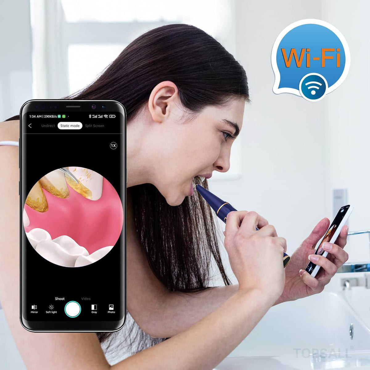 1080P HD WiFi Camera Electric Tooth Cleaner Calculus Remover, Pack of 2 K7038