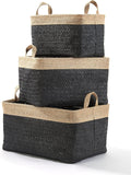 3pc Set Extra Large Woven Jute Basket Set Q26690