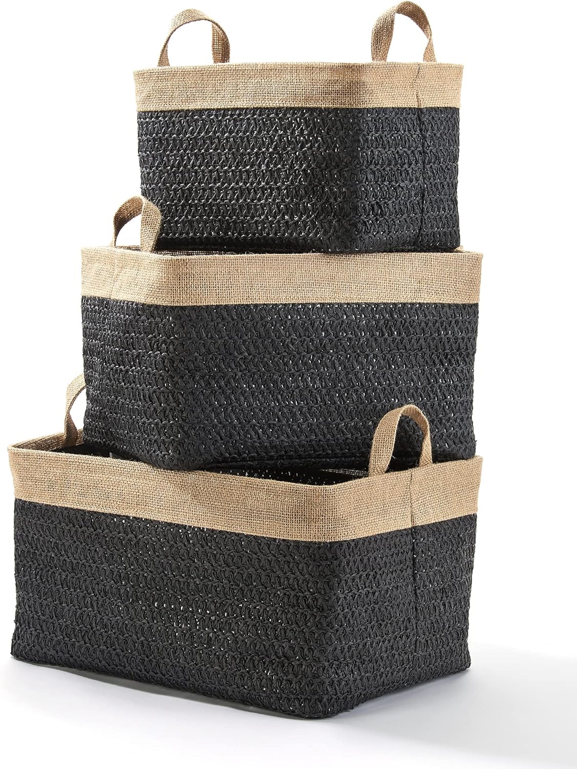 3pc Set Extra Large Woven Jute Basket Set Q26690