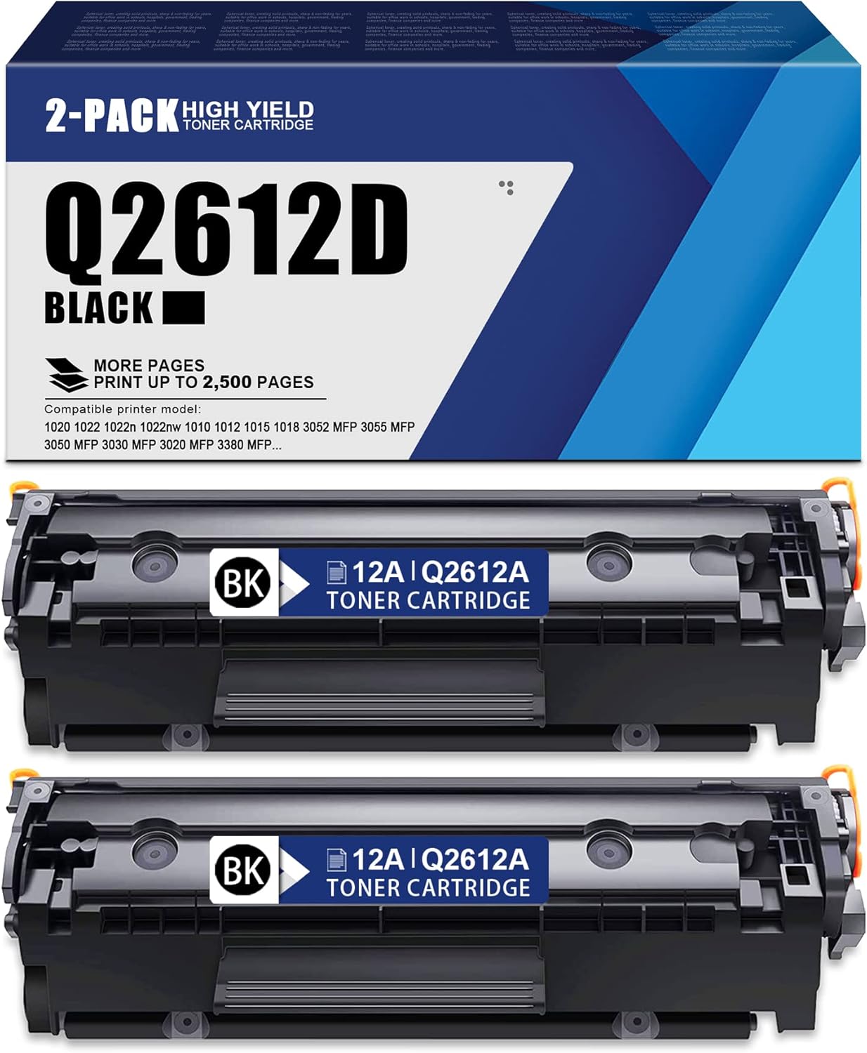 (2 Pack, Black) 12A Q2612D Toner Cartridge D8232