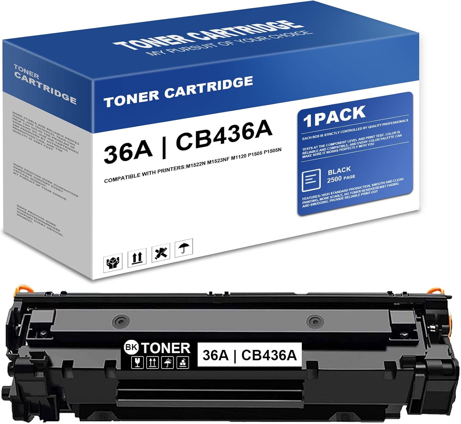 1 Pack Black Toner Cartridge for M1522n M1523nf M1120 MFP P1505 P1505n Printer P120