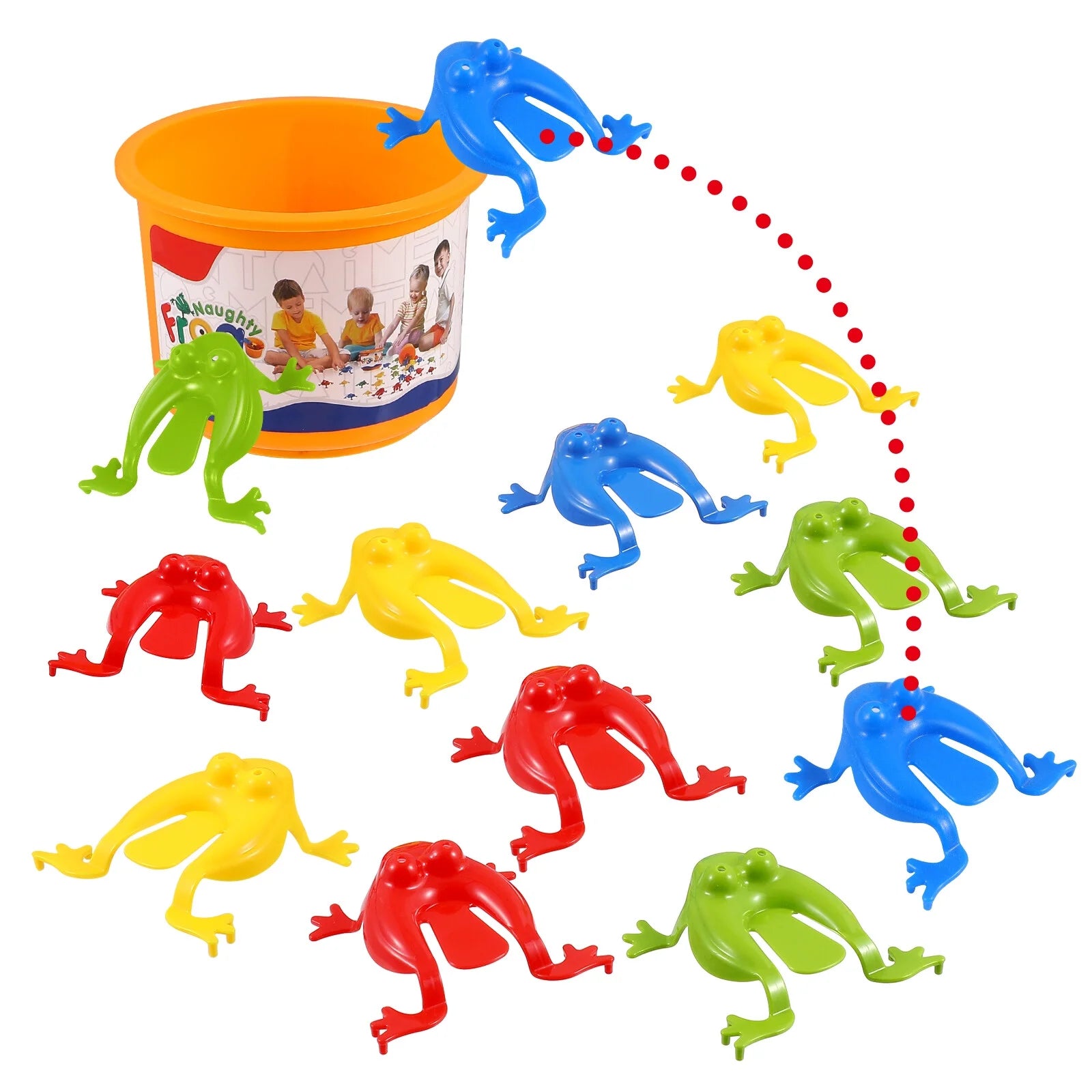 1 Set Jumping Frogs Toy with Bucket V7192