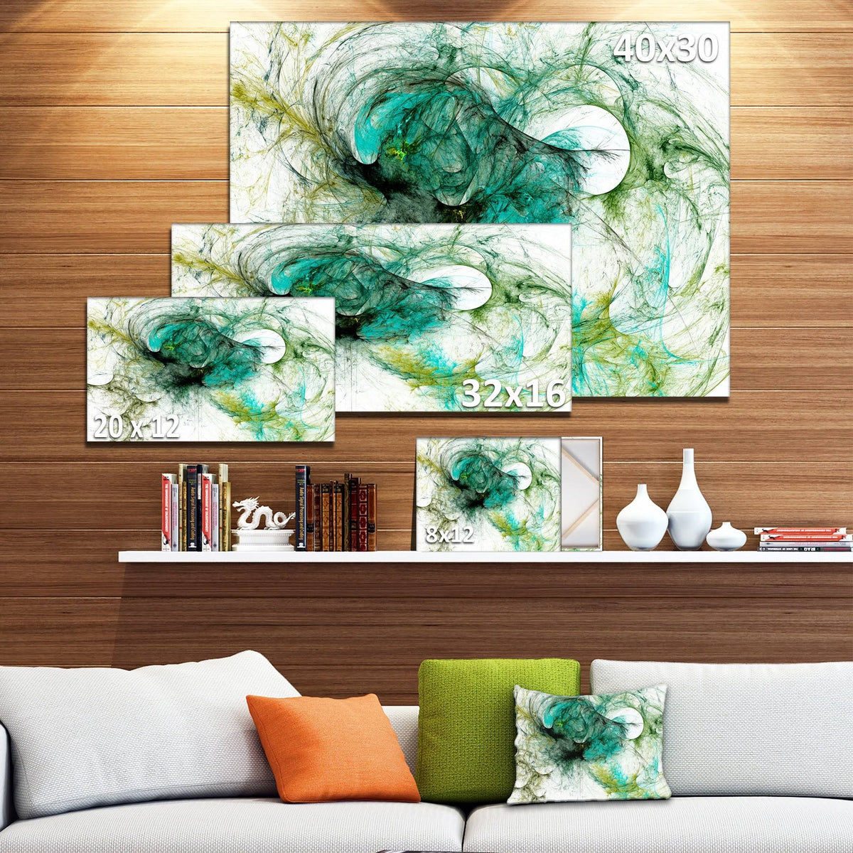 Green Graphic Art on Wrapped Canvas L498