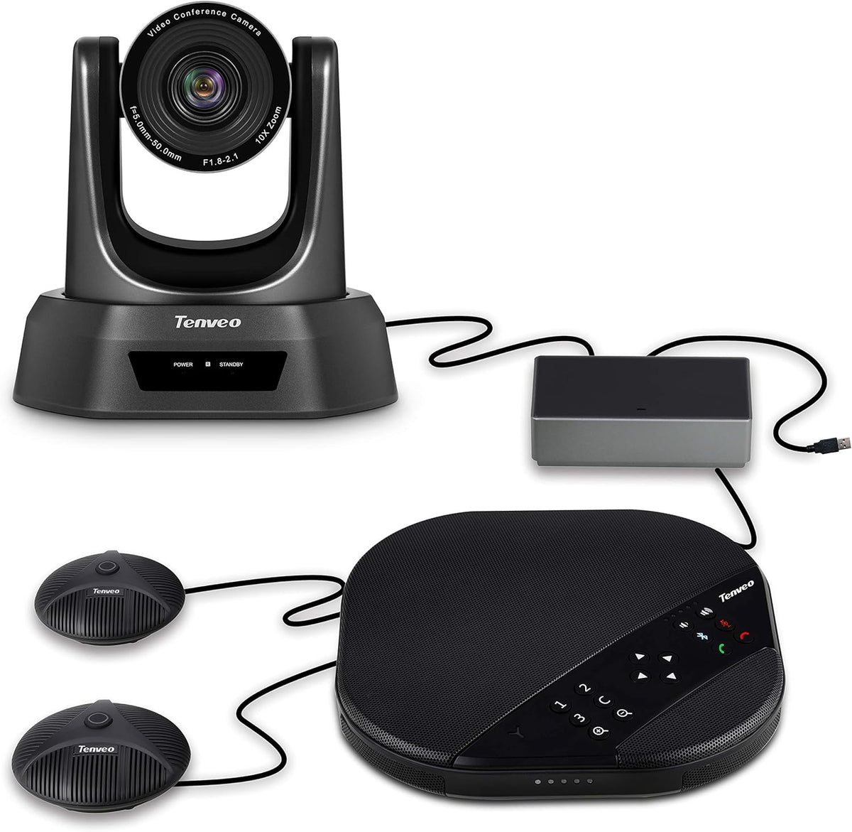 10X Optical Zoom USB PTZ Conference Room Camera with Expansion Mics H386