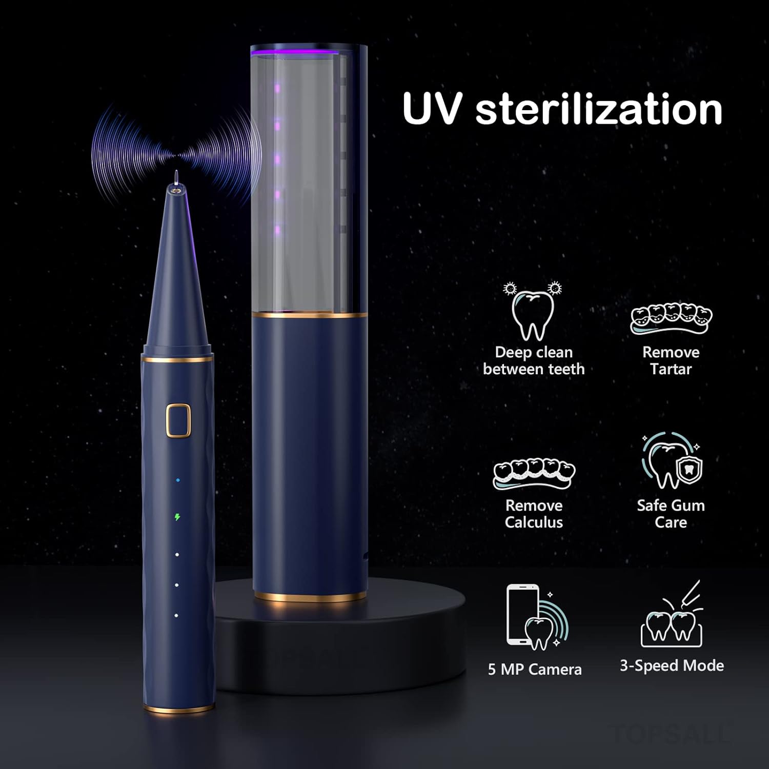 1080P HD WiFi Camera Electric Tooth Cleaner Calculus Remover, Pack of 2 K7038