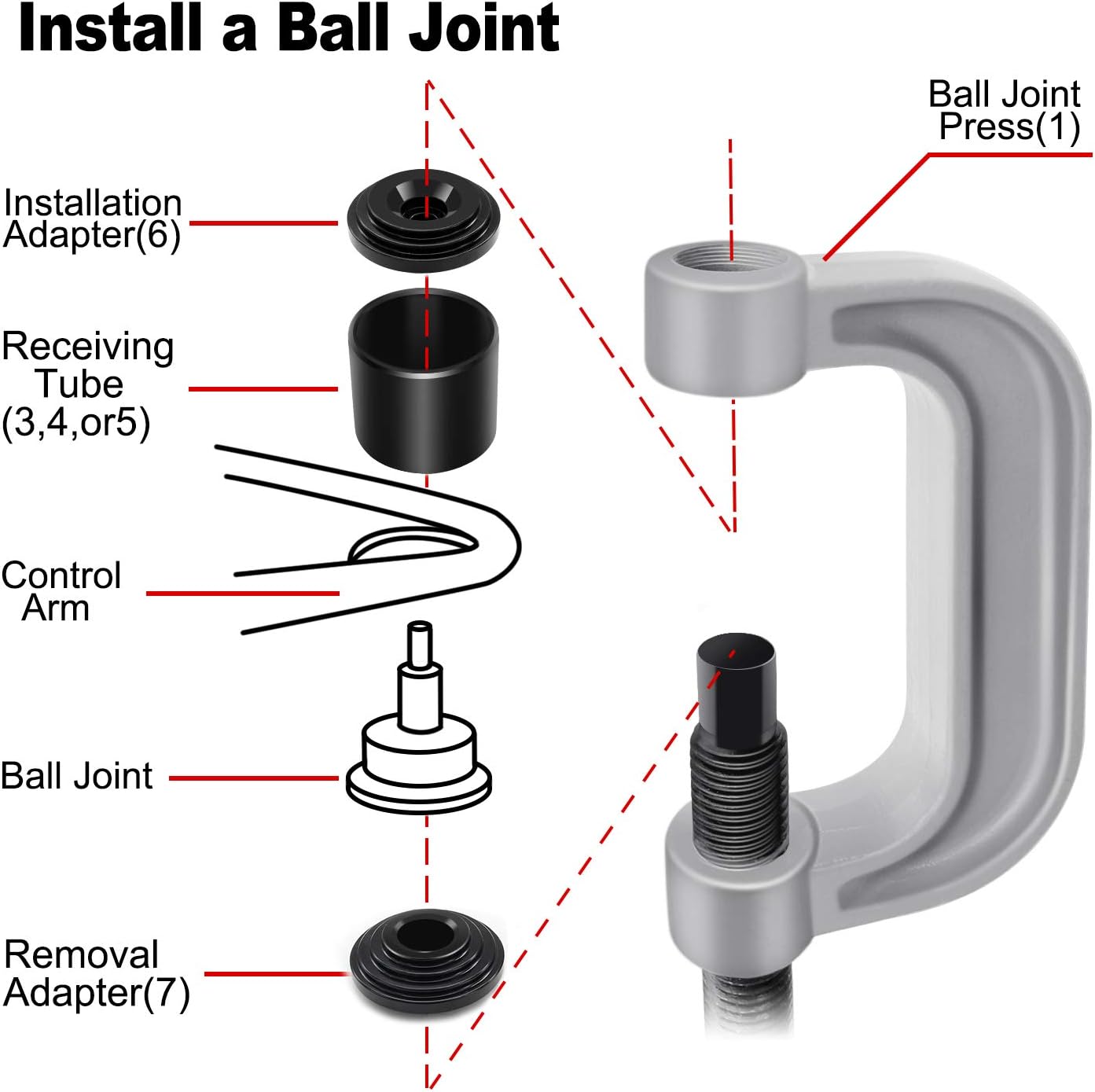 10PCs Ball Joint Press Kit with 4x4 Adapters U786265