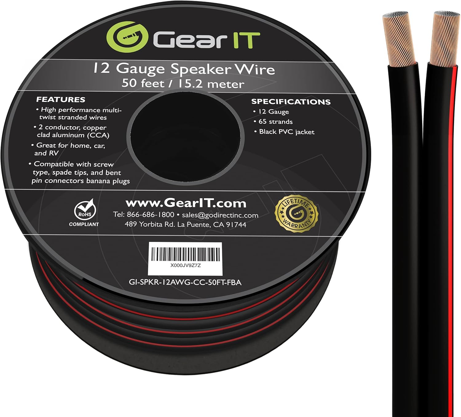 12 AWG Speaker Wire Cable 100 Feet White Pack of 2 I330