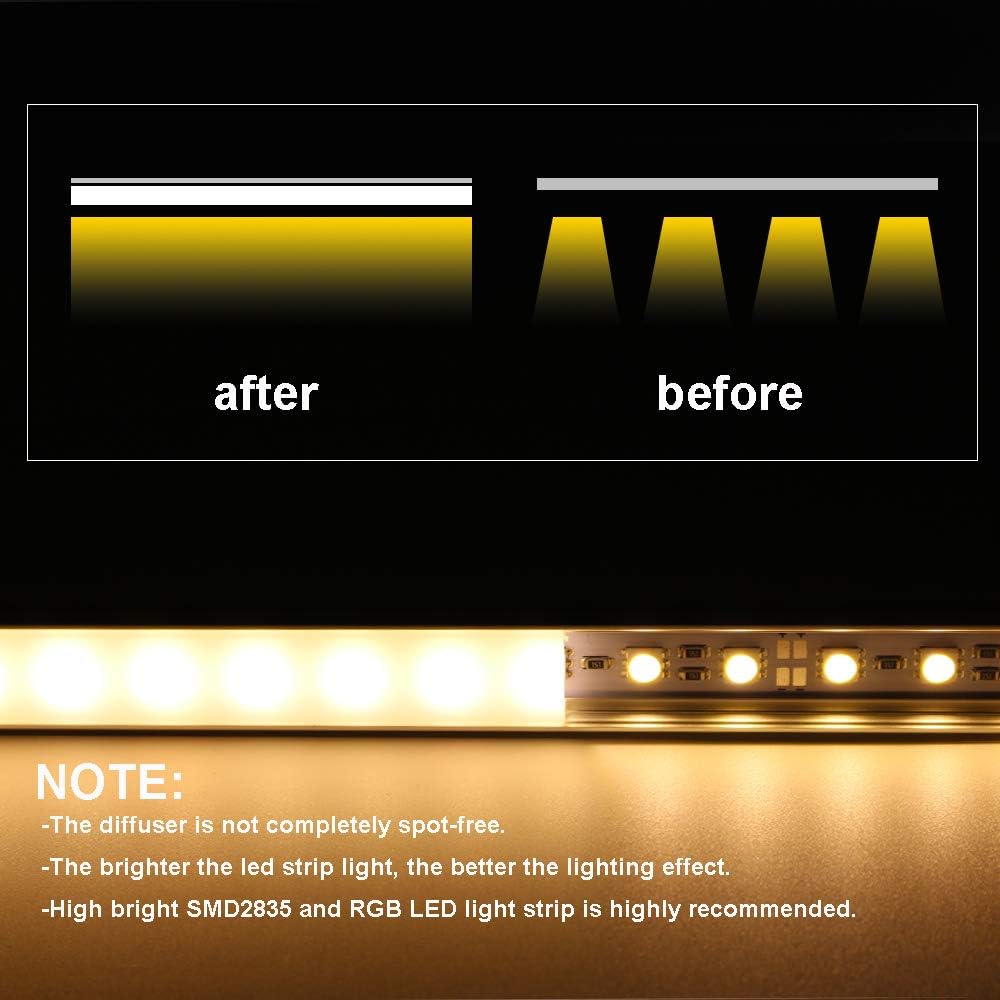 10-Pack 6.6ft U Shape LED Aluminum Channel System with Milky Cover, End Caps and Mounting Clips F72982